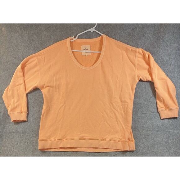 Aerie Sweater Womens Medium Bright Orange Pink Distressed Oversized 3/4 Sleeves - Picture 1 of 14